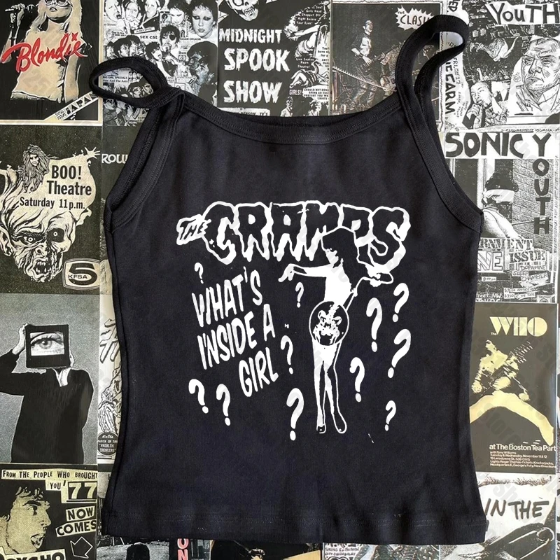 Gothic Clothes Women Tops Aesthetic Clothing Aesthetic Women's Blouses 90s Clothes Vintage Sexy Top Y2k Tanks & Camis Emo Woman